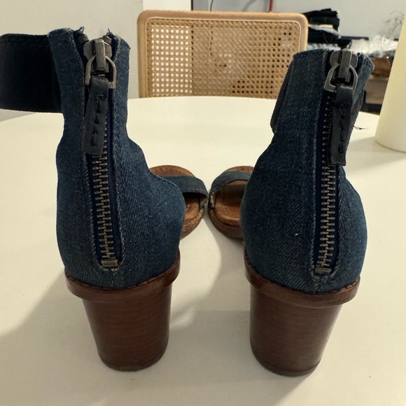 Frye Brielle Back Zip Denim and Suede Block Heel Sandal - Picture 9 of 9